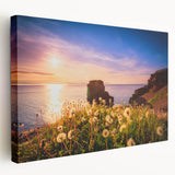 Scenic Newfoundland landscape on stretched canvas, featuring serene blue and green tones, ideal for kitchen wall art.