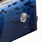 Acrylic print of a large abstract depiction of Northwest Territories scenery in cool blue and green tones.