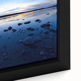 Framed canvas featuring a textured depiction of the Northwest Territories in black with colorful accents.