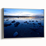 Framed canvas landscape art painting depicting the Northwest Territories in muted earth tones.