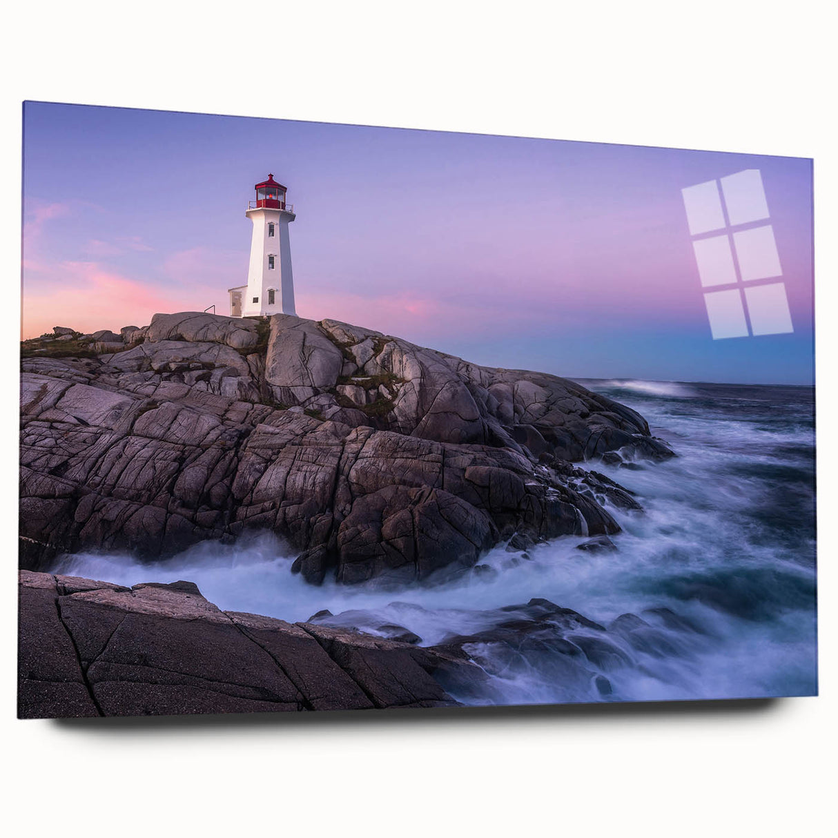 Large abstract wall art of Nova Scotia scenery in muted earth tones on acrylic glass, ideal for bedroom or dining room decor.