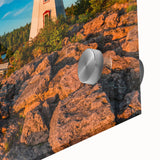 Large abstract wall art depicting Ontario, Canada scenery in muted earth tones on acrylic glass, ideal for dining room art.