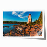 Rolled print of Ontario scenery with vibrant green and blue tones, ideal for art wall dining room.