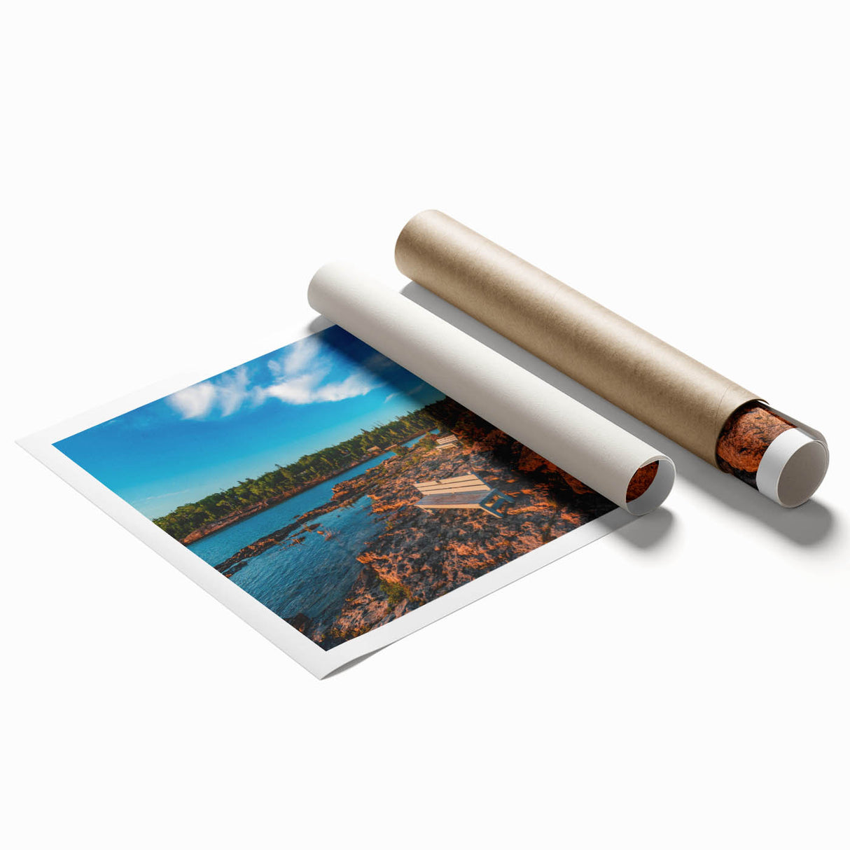 Extra large rolled print of Ontario scenery featuring lush florals in soft pastel shades, ideal for classy bathroom wall art.