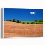 Vintage poster art of Prince Edward, Canada scenery on a framed canvas with colorful art accents.