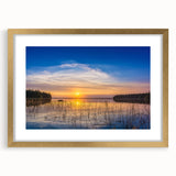 Abstract art print of textured Saskatchewan scenery in gold frame, ideal for extra large wall art in living rooms.
