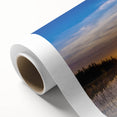 Art Deco style poster of Saskatchewan scenery on rolled canvas, featuring muted earth tones, ideal for nursery wall art.