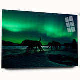 Large abstract wall art of Yukon scenery in muted earth tones on acrylic glass, ideal for bedroom or dining room decor.