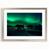 Textured abstract art print of Yukon scenery in muted earth tones, framed in silver, ideal for bedroom art.