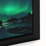 Framed canvas featuring a textured depiction of the Yukon landscape in black with colorful accents.