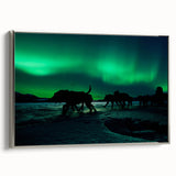 Framed canvas landscape art painting of Yukon scenery in muted earth tones, ideal for living room decor.