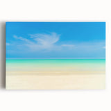 Black and white photograph of a Caribbean beach on stretched canvas, ideal for kitchen wall art.
