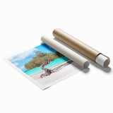 Extra large rolled print of Aruba scenery with vibrant floral elements, ideal for classy bathroom wall art.
