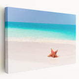 Large art print of Caribbean scenery on stretched canvas, featuring vivid blue and green tones, ideal for kitchen wall art.