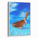 Framed canvas landscape art painting depicting a colorful Barbados beach scene, ideal for living room decor.