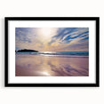 Extra large framed print of a colorful abstract Caribbean scenery in vibrant blue and green tones.