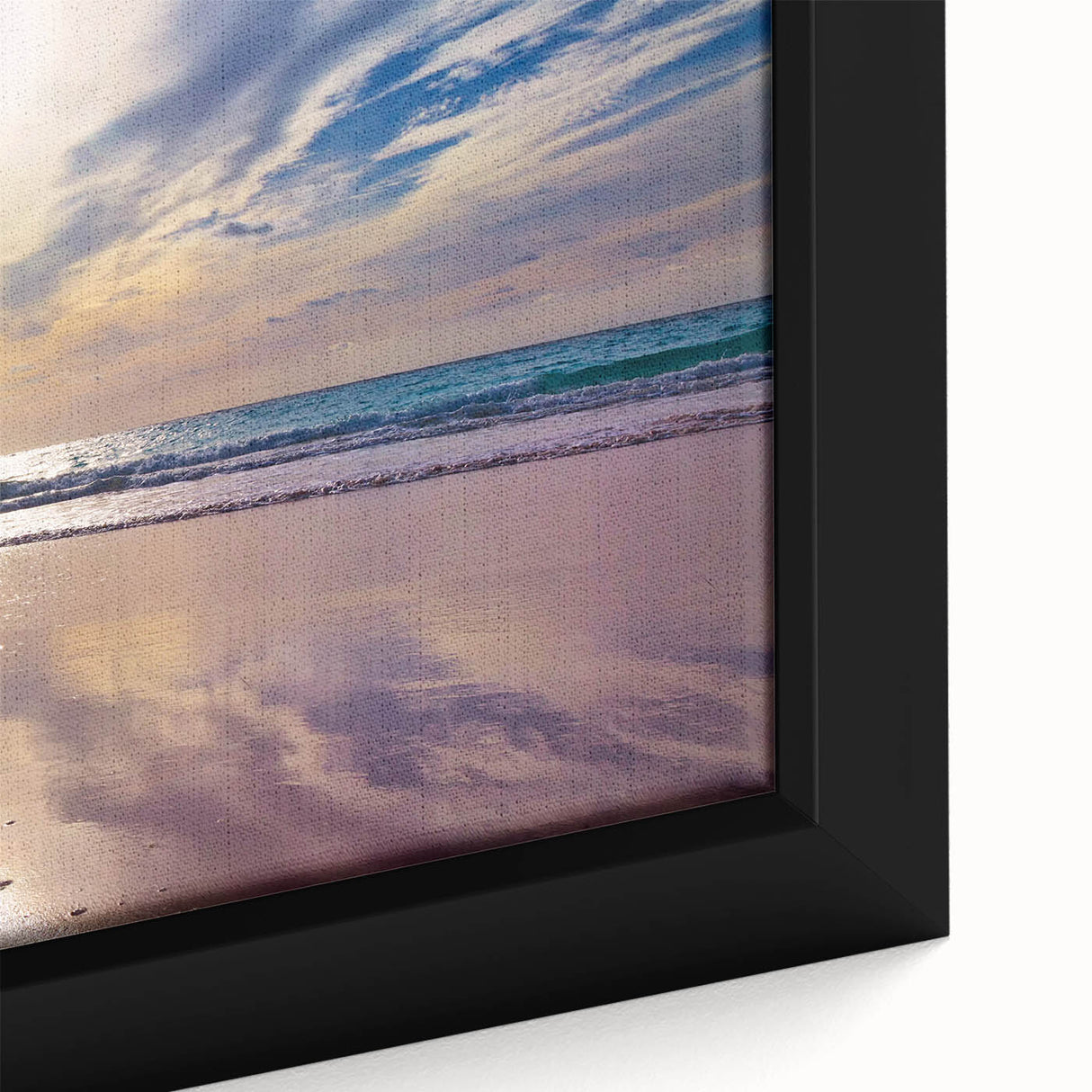 Extra large framed canvas featuring a textured black wall art with vibrant Caribbean scenery, ideal for living room decor.