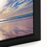 Extra large framed canvas featuring a textured black wall art with vibrant Caribbean scenery, ideal for living room decor.