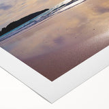 Art deco poster featuring a serene Bermuda beachscape in pastel shades on rolled canvas.