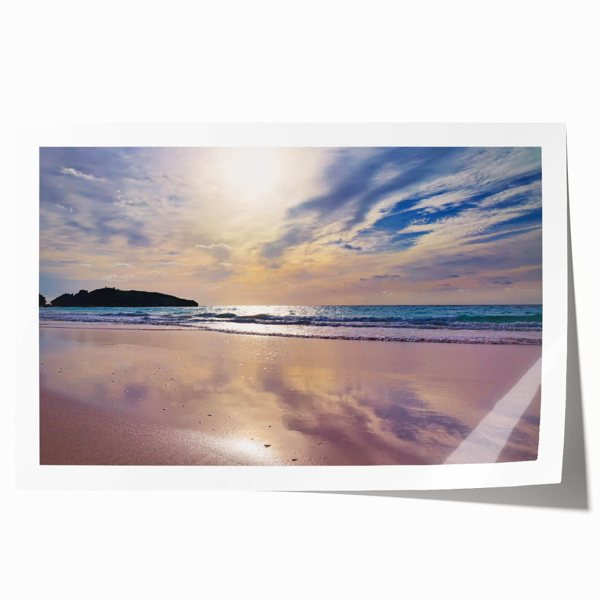 Extra large rolled print of a Caribbean seascape with vibrant blue and green tones, ideal for art wall dining room.