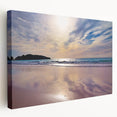 Caribbean Bermuda scenery on stretched canvas featuring vivid blue and green tones, suitable for kitchen wall art.