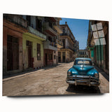 Large abstract wall art depicting a Caribbean scenery on acrylic glass, with vibrant blue and green tones.