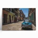 Black and white photograph of a Caribbean street scene on stretched canvas, ideal for kitchen wall art.