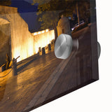 Large abstract wall art on acrylic glass depicting vibrant Caribbean scenery, ideal for dining room decor.