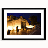 Extra large, textured abstract art print with vibrant Caribbean scenery on a framed black mat, ideal for living room decor.