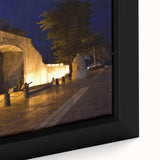 Close-up of black wall art featuring a textured Caribbean scenery on framed canvas, with vibrant colors.