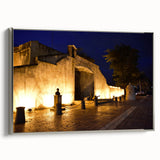 Landscape art painting of a Caribbean scene on framed canvas, featuring vibrant blue and green tones.