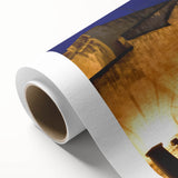 Art Deco style poster of a Caribbean scene on rolled canvas, featuring pastel shades, ideal for nursery wall art.