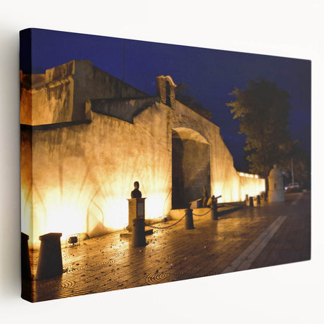 Large stretched canvas featuring a serene Caribbean beach scene with soft blue and sandy hues, ideal for kitchen wall art.