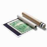 Extra large rolled print featuring a lush Caribbean landscape in vibrant green and blue tones.