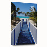 Large abstract wall art of a Caribbean Martinique scenery in vibrant blues and greens on acrylic glass.