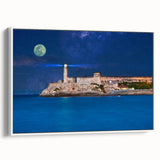 Vintage poster art of a Caribbean Puerto Rico scenery on extra large framed canvas.