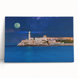 Black and white stretched canvas of Caribbean scenery, ideal for kitchen wall art.