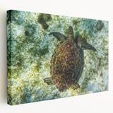 Large stretched canvas depicting a serene Caribbean Saint Vincent scenery in muted blue and green tones.