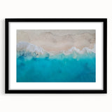Extra large abstract art print featuring vibrant Caribbean-inspired colors on a textured canvas, framed in black.