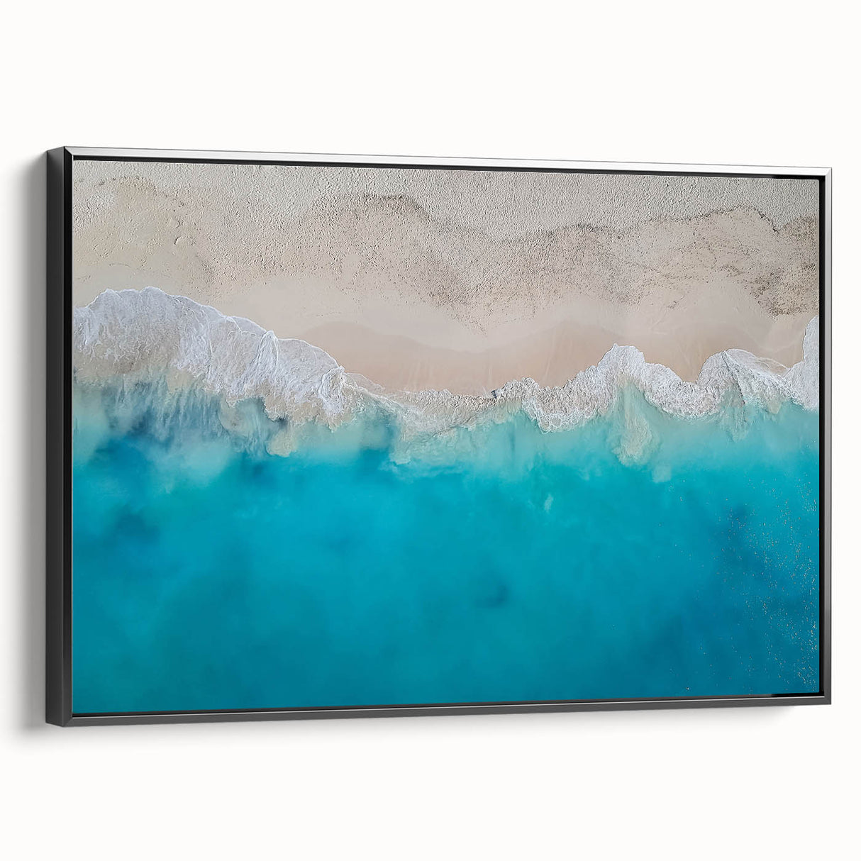 Black and white framed canvas depicting a vintage Caribbean landscape, ideal for bedroom wall art.