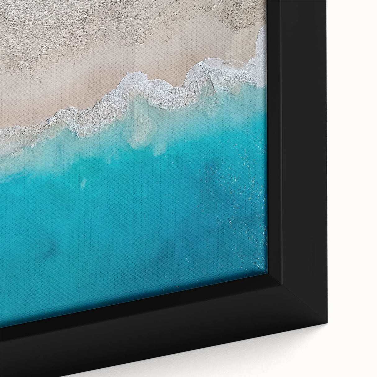 Extra large framed canvas featuring a textured, colorful Caribbean scenery, ideal for living room decor.