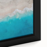Extra large framed canvas featuring a textured, colorful Caribbean scenery, ideal for living room decor.