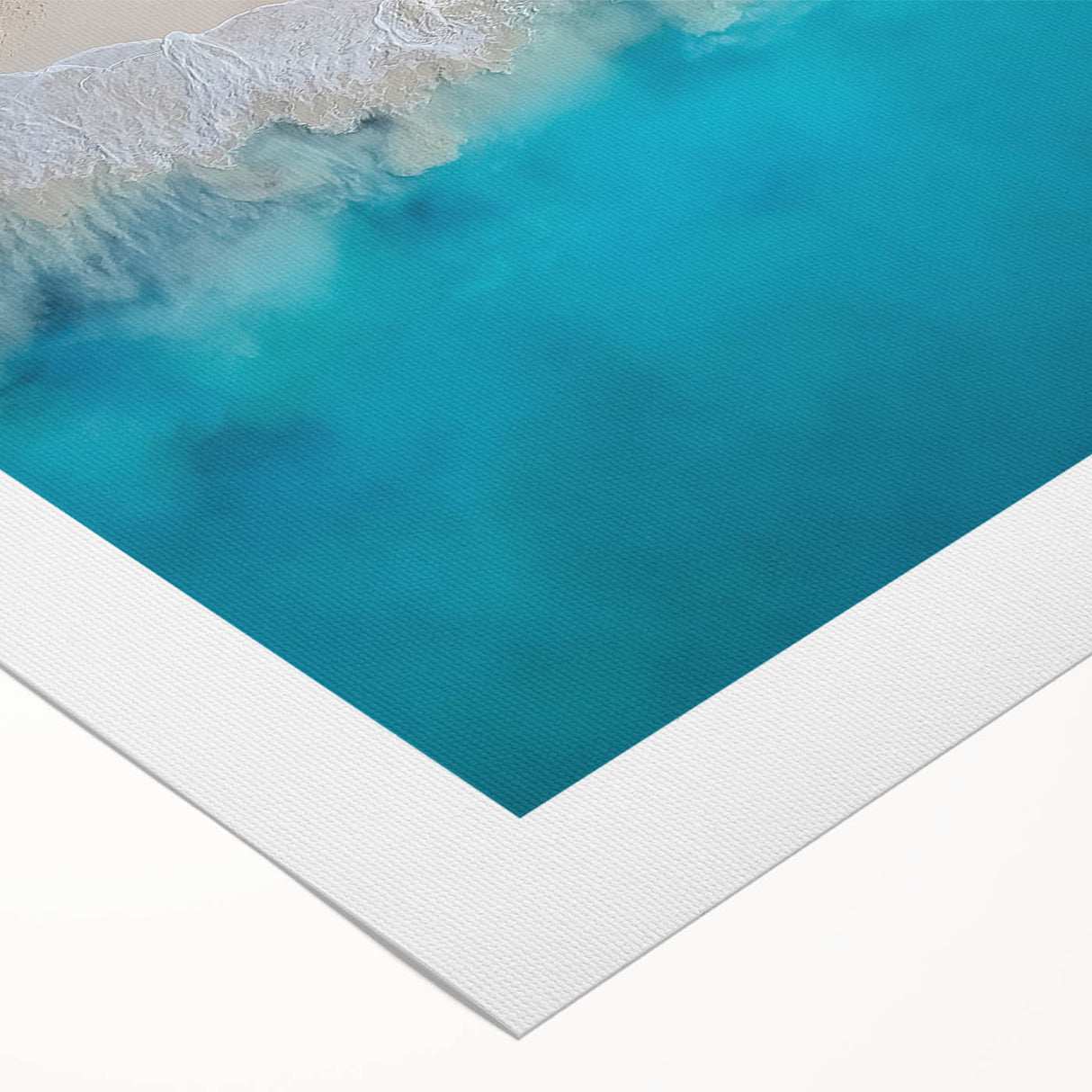Art deco poster of a Caribbean scenery in pastel shades on a rolled canvas, suitable for dining room wall art.