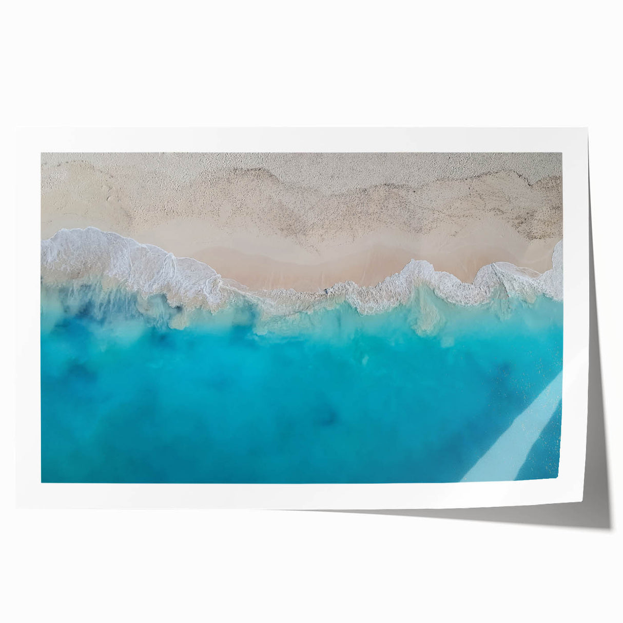 Extra large rolled print of Caribbean scenery with vibrant blues and greens, ideal for art wall dining room or bathroom.