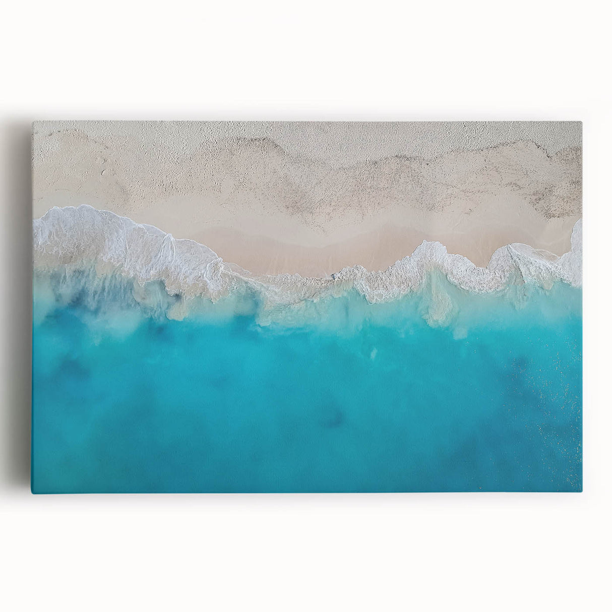 Black and white stretched canvas featuring a panoramic Caribbean scenery, ideal for kitchen wall art.