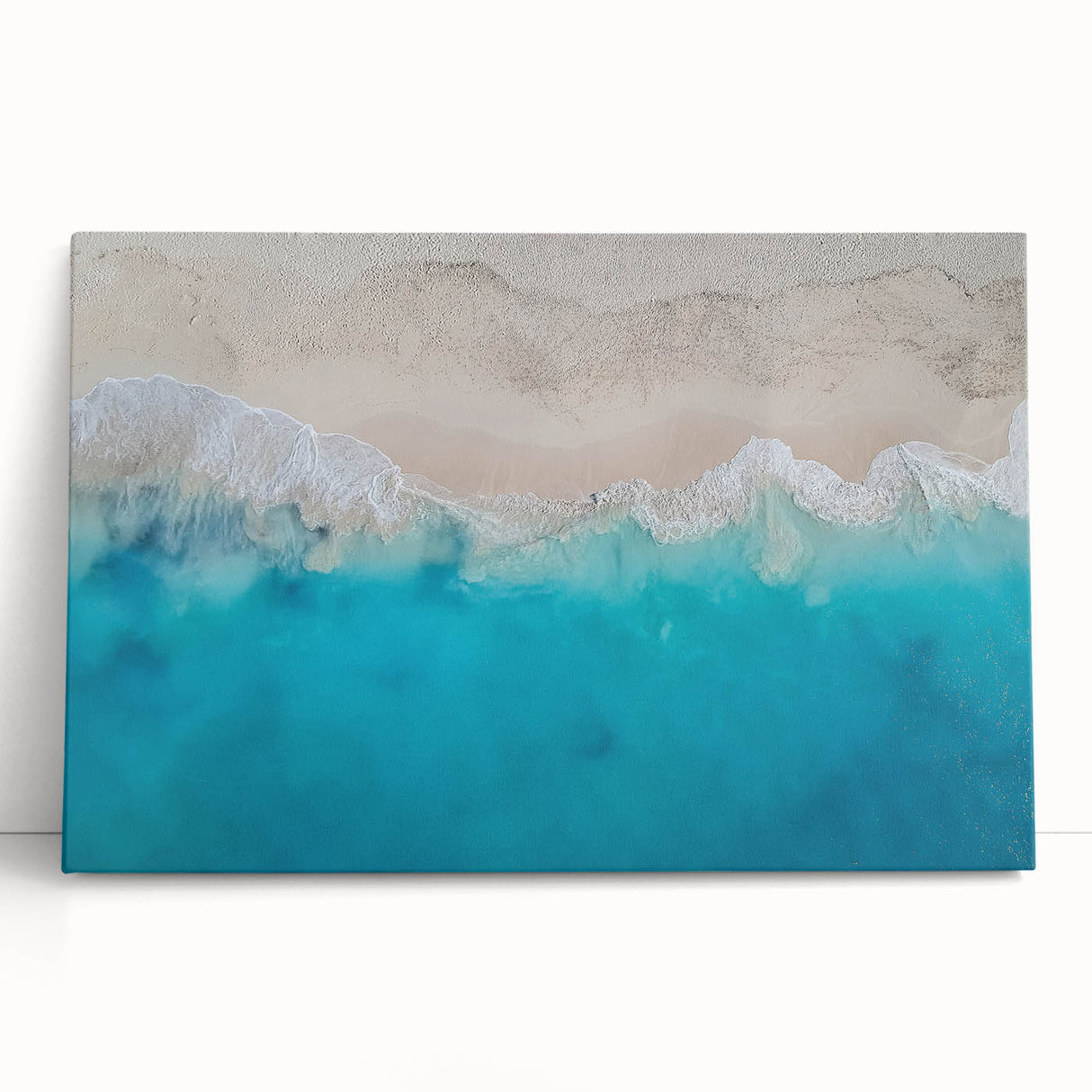 Large black and white stretched canvas of Caribbean scenery, ideal for kitchen wall art.
