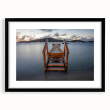 Extra large framed abstract art print depicting a colorful, textured Caribbean scenery, ideal for living room decor.