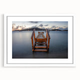 Textured art depicting the Caribbean Virgin Islands in muted blue and green tones on a framed white mat.
