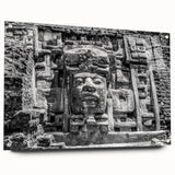 Acrylic print of a large abstract depiction of Belize in vibrant blues and greens, suitable for bedroom or dining room decor.