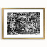 Extra large abstract art print featuring textured scenery of Central America in a gold frame, ideal for living room decor.